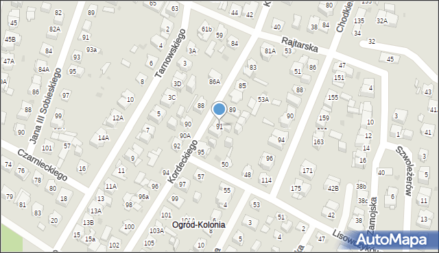 Kielce, Kordeckiego Augustyna, ks., 91, mapa Kielc