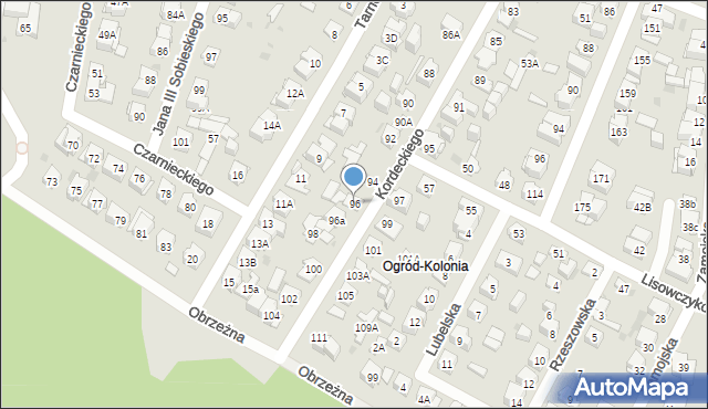 Kielce, Kordeckiego Augustyna, ks., 96, mapa Kielc
