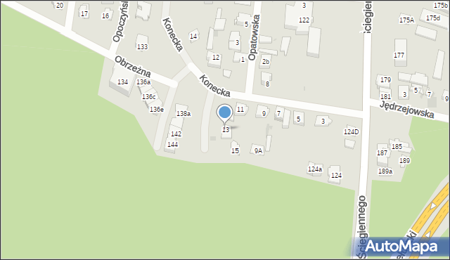 Kielce, Konecka, 13, mapa Kielc