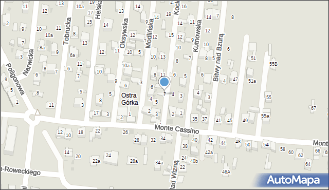 Kielce, Kocka, 7, mapa Kielc