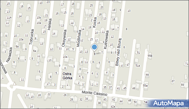 Kielce, Kocka, 8, mapa Kielc