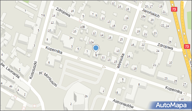 Kielce, Kopernika Mikołaja, 9, mapa Kielc