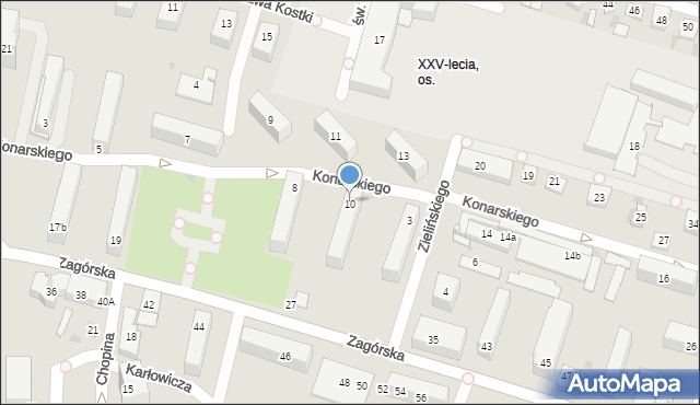 Kielce, Konarskiego Stanisława, ks., 10, mapa Kielc