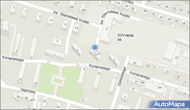 Kielce, Konarskiego Stanisława, ks., 11, mapa Kielc