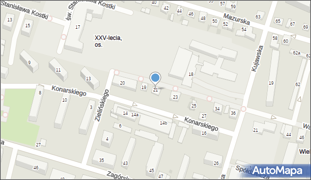 Kielce, Konarskiego Stanisława, ks., 21, mapa Kielc