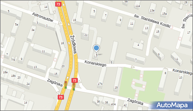 Kielce, Konarskiego Stanisława, ks., 3, mapa Kielc