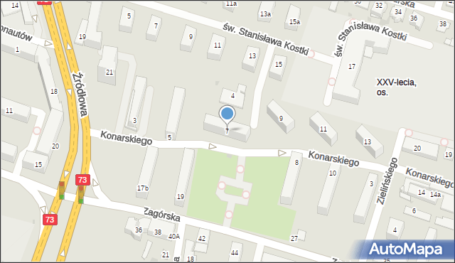 Kielce, Konarskiego Stanisława, ks., 7, mapa Kielc