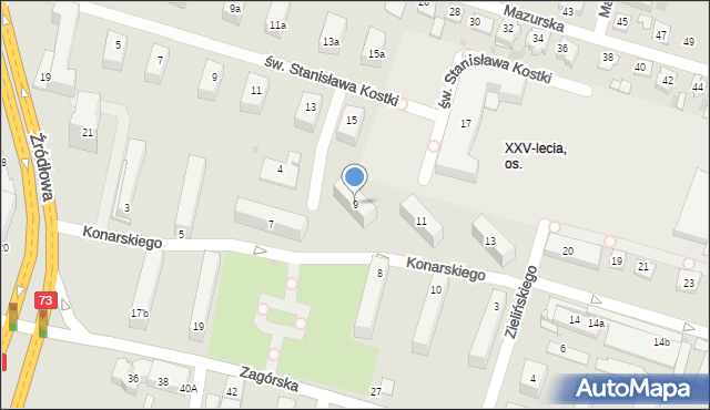 Kielce, Konarskiego Stanisława, ks., 9, mapa Kielc