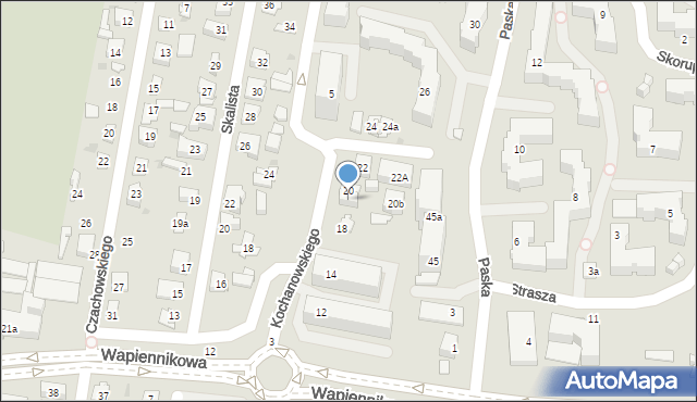 Kielce, Kochanowskiego Jana, 20a, mapa Kielc