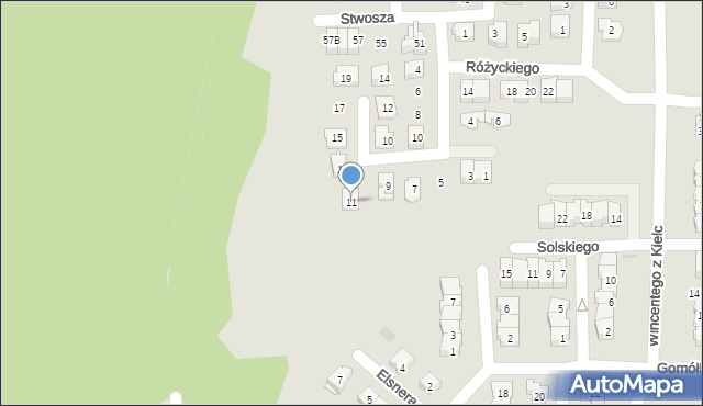 Kielce, Kossaka Wojciecha, 11, mapa Kielc
