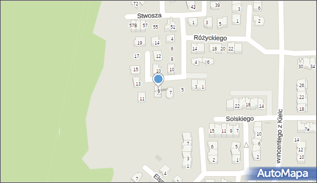 Kielce, Kossaka Wojciecha, 9, mapa Kielc