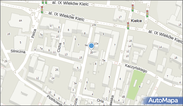 Kielce, Kozia, 10, mapa Kielc