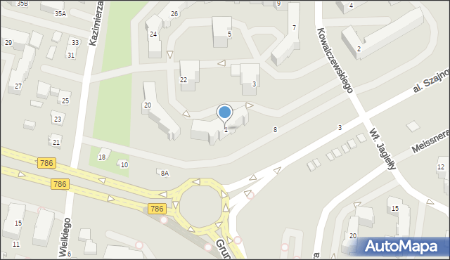 Kielce, Kowalczewskiego Sylwestra, 1, mapa Kielc