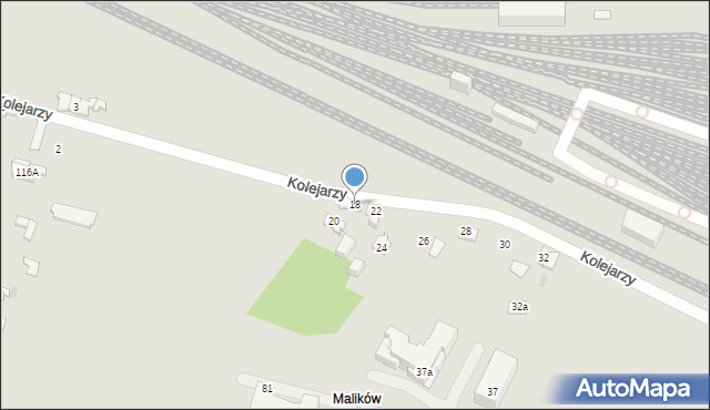 Kielce, Kolejarzy, 18, mapa Kielc