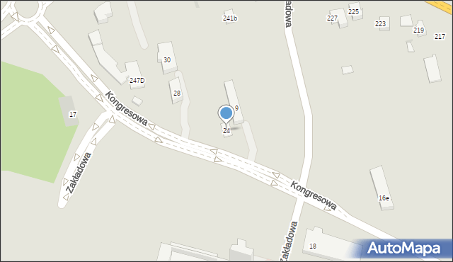 Kielce, Kongresowa, 24, mapa Kielc