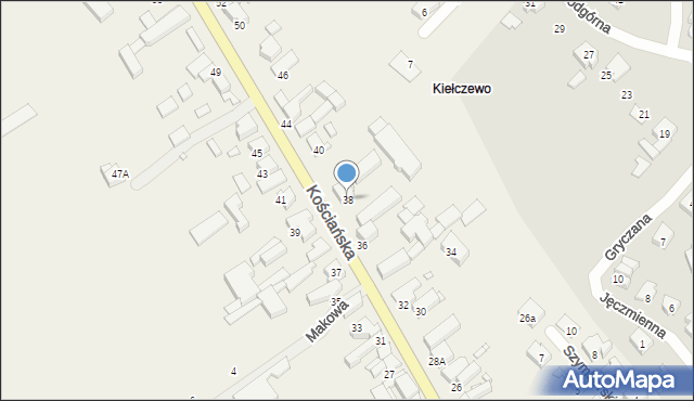 Kiełczewo, Kościańska, 38, mapa Kiełczewo