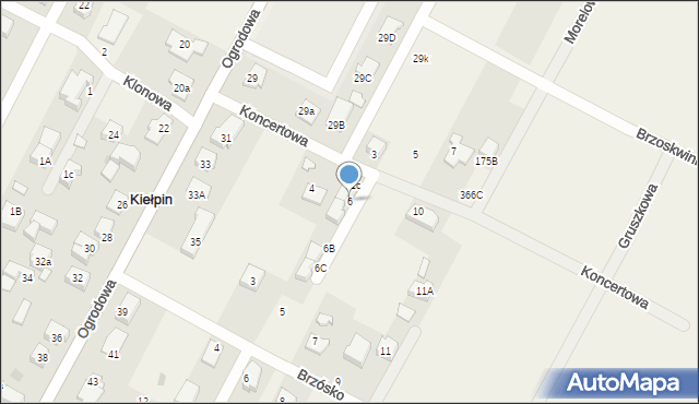 Kiełpin, Koncertowa, 6, mapa Kiełpin