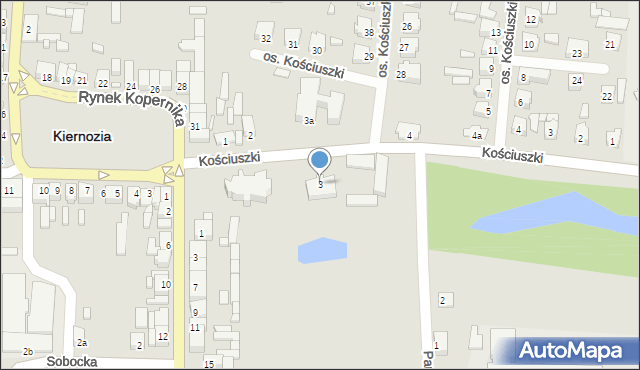 Kiernozia, Kościuszki Tadeusza, gen., 3, mapa Kiernozia