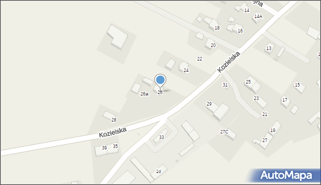 Kleszczów, Kozielska, 26, mapa Kleszczów