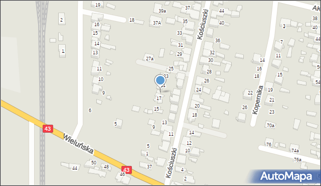 Kłobuck, Kościuszki Tadeusza, gen., 19, mapa Kłobuck