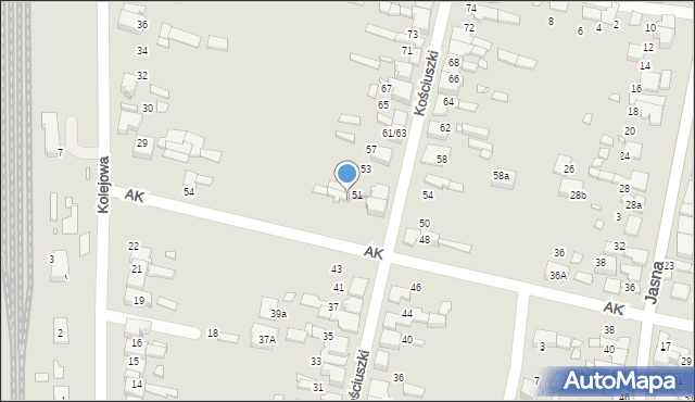 Kłobuck, Kościuszki Tadeusza, gen., 51a, mapa Kłobuck