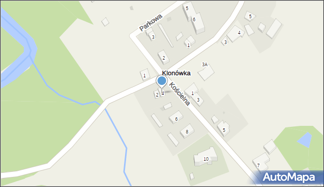 Klonówka, Kościelna, 4, mapa Klonówka