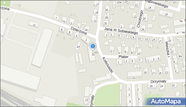 Kluczbork, Kościuszki Tadeusza, gen., 33, mapa Kluczbork