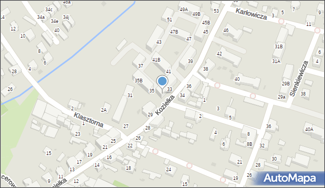 Knurów, Koziełka Alojzego, ks., 33A, mapa Knurów