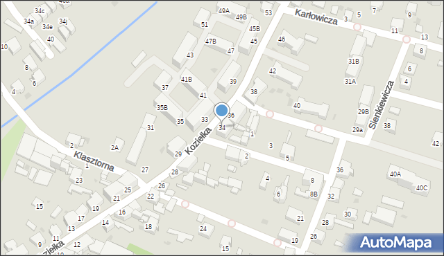 Knurów, Koziełka Alojzego, ks., 34, mapa Knurów