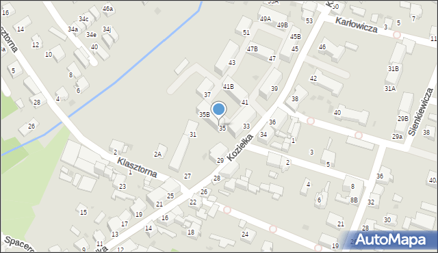 Knurów, Koziełka Alojzego, ks., 35A, mapa Knurów