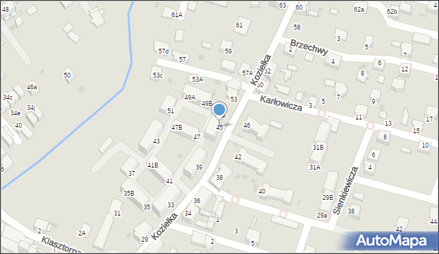 Knurów, Koziełka Alojzego, ks., 45, mapa Knurów