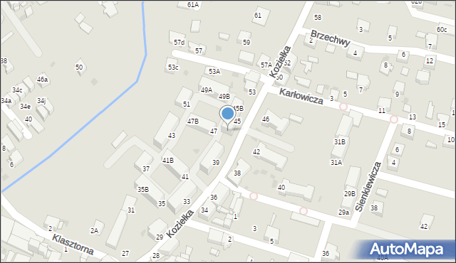 Knurów, Koziełka Alojzego, ks., 45A, mapa Knurów