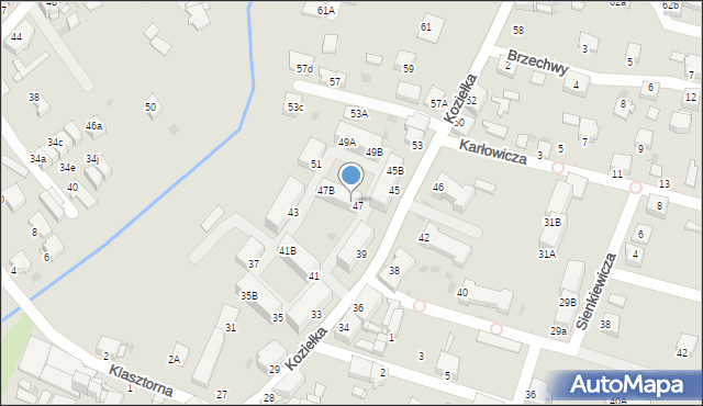 Knurów, Koziełka Alojzego, ks., 47A, mapa Knurów