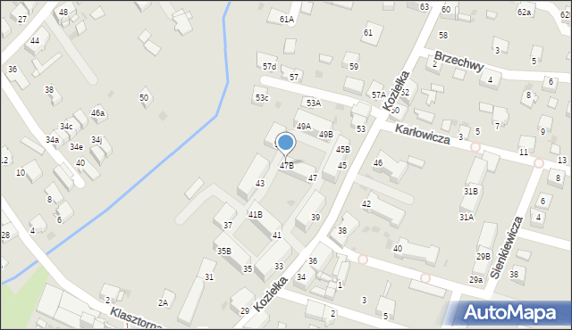 Knurów, Koziełka Alojzego, ks., 47B, mapa Knurów