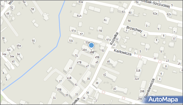 Knurów, Koziełka Alojzego, ks., 49B, mapa Knurów