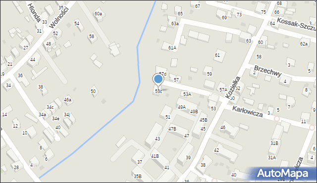 Knurów, Koziełka Alojzego, ks., 53c, mapa Knurów