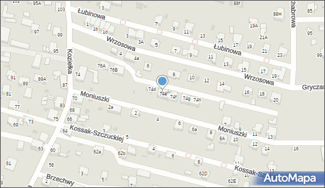 Knurów, Koziełka Alojzego, ks., 74e, mapa Knurów