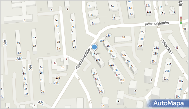 Knurów, Kosmonautów, 10a, mapa Knurów