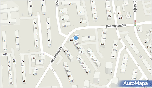 Knurów, Kosmonautów, 14a, mapa Knurów