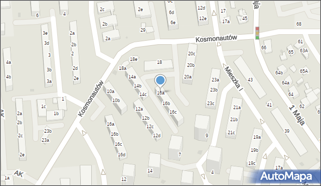 Knurów, Kosmonautów, 16a, mapa Knurów