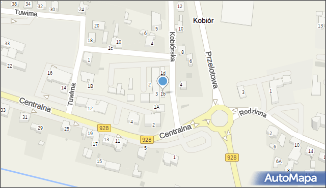 Kobiór, Kobiórska, 1b, mapa Kobiór