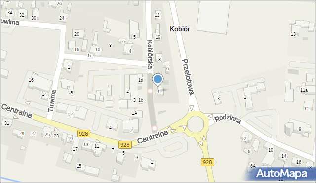 Kobiór, Kobiórska, 4, mapa Kobiór