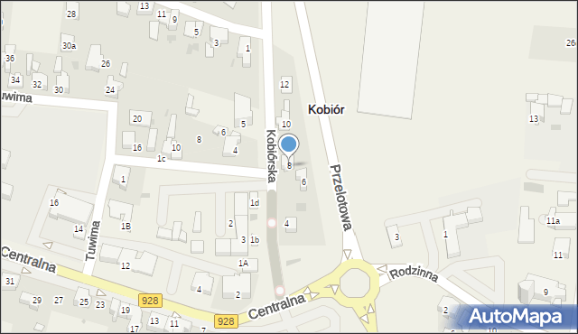 Kobiór, Kobiórska, 8, mapa Kobiór