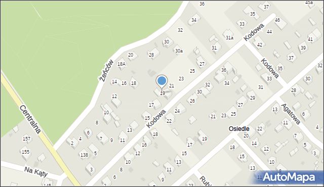Kobiór, Kodowa, 19, mapa Kobiór