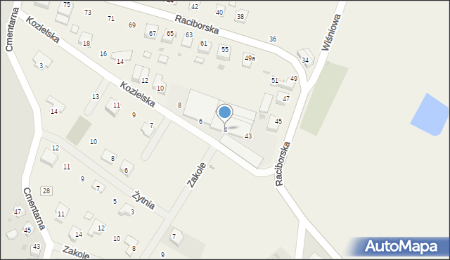 Kobylice, Kozielska, 4, mapa Kobylice