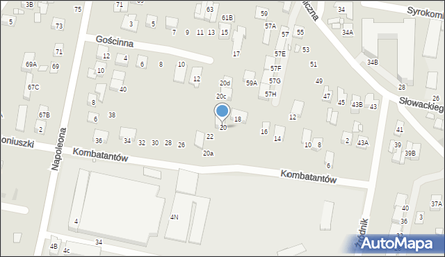 Kobyłka, Kombatantów, 20, mapa Kobyłka
