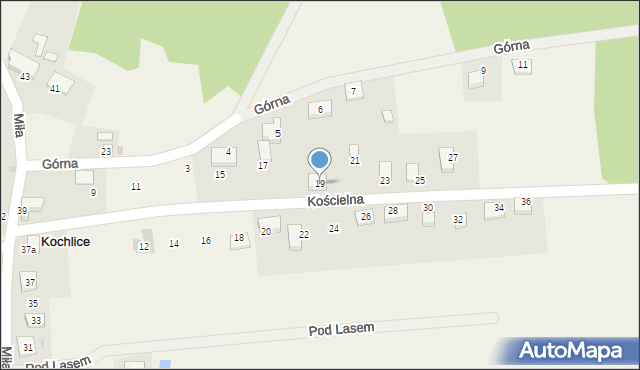 Kochlice, Kościelna, 19, mapa Kochlice