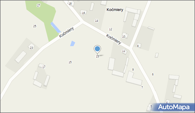 Koćmiery, Koćmiery, 13, mapa Koćmiery