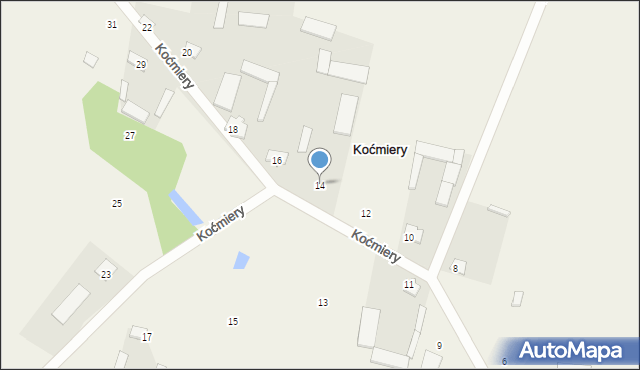 Koćmiery, Koćmiery, 14, mapa Koćmiery