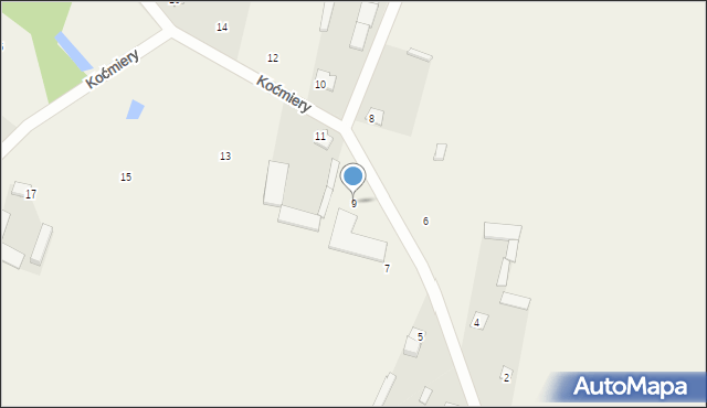 Koćmiery, Koćmiery, 9, mapa Koćmiery